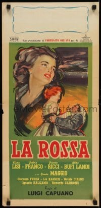2b505 LA ROSSA Italian locandina 1955 Luigi Capuano, artwork of Virna Lisi, Fulvia Franco!