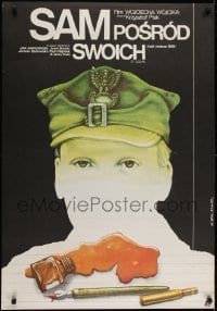 2b594 SAM POSROD SWOICH Polish 27x38 1986 Erol art of soldier, fountain pen & bullet casing!
