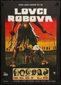 2b380 SLAVERS Yugoslavian 19x27 1978 Ron Ely, Britt Ekland, native w/whip & chains by Lutz Peltzer!