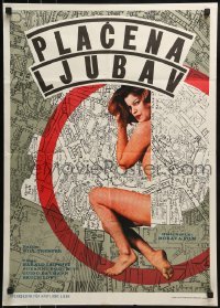 2b384 SPERRBEZIRK Yugoslavian 20x28 1966 cool image of sexy naked girl covered by map!