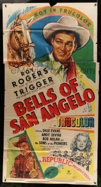 2c617 BELLS OF SAN ANGELO 3sh 1947 art of singing cowboy Roy Rogers & Trigger with Dale Evans!
