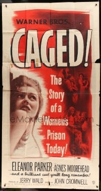 2c649 CAGED 3sh 1950 Eleanor Parker is one of the women without men, except in their memories!