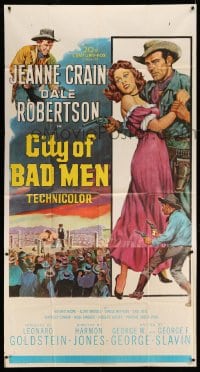 2c662 CITY OF BAD MEN 3sh 1953 Jeanne Crain, Dale Robertson, Richard Boone, cowboys & boxing art