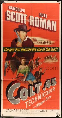 2c668 COLT .45 3sh 1950 Randolph Scott with the gun that became the law of the land, Ruth Roman!