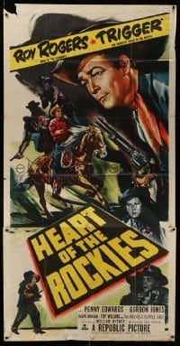 2c735 HEART OF THE ROCKIES 3sh 1951 Roy Rogers King of the Cowboys & his horse Trigger, cool art!