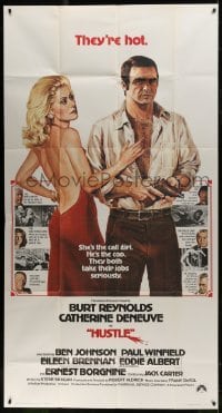 2c752 HUSTLE int'l 3sh 1975 Robert Aldrich, art of Burt Reynolds & sexy Catherine Deneuve!