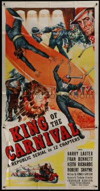 2c766 KING OF THE CARNIVAL 3sh 1955 Republic serial, great circus trapeze disaster artwork!