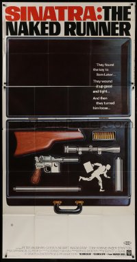 2c820 NAKED RUNNER 3sh 1967 Frank Sinatra, cool image of sniper rifle gun dismantled in suitcase!