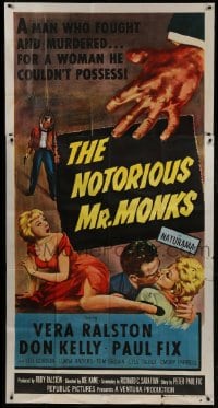 2c828 NOTORIOUS MR. MONKS 3sh 1958 a man who fought and murdered for a woman he couldn't possess!