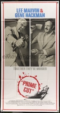 2c860 PRIME CUT 3sh 1972 Lee Marvin w/machine gun, Gene Hackman w/cleaver, together they're murder!