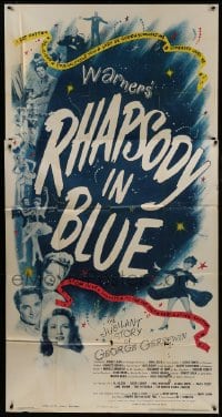 2c869 RHAPSODY IN BLUE 3sh 1945 Robert Alda as George Gershwin, Joan Leslie, Al Jolson pictured!