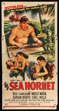 2c881 SEA HORNET 3sh 1951 different art of barechested diver Rod Cameron & girls catfighting!