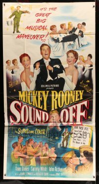 2c905 SOUND OFF 3sh 1952 art of excited Mickey Rooney & sexy girls, written by Blake Edwards!