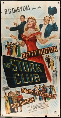 2c916 STORK CLUB 3sh 1945 great art of pretty Betty Hutton + Barry Fitzgerald & Don DeFore!