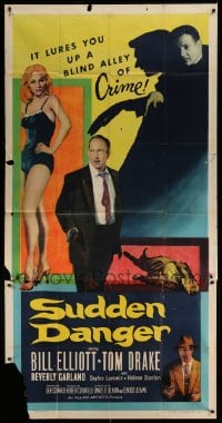 2c921 SUDDEN DANGER 3sh 1956 super sexy Beverly Garland lures you up a blind alley of crime!