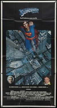 2c923 SUPERMAN 3sh 1978 hero Christopher Reeve flying from Metropolis, Gene Hackman, Marlon Brando
