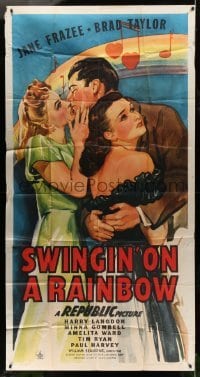 2c925 SWINGIN' ON A RAINBOW 3sh 1945 Jane Frazee, great love triangle art of radio stars!
