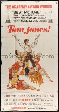 2c946 TOM JONES 3sh 1963 Tony Richardson, art of Albert Finney surrounded by five sexy women!