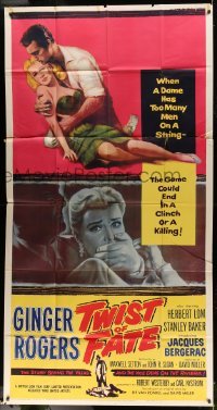 2c956 TWIST OF FATE 3sh 1954 Beautiful Stranger, sexy Ginger Rogers has too many men on a string!