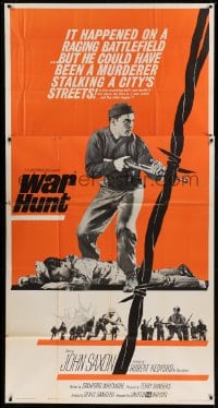 2c969 WAR HUNT 3sh 1962 great full-length image of John Saxon with rifle over dead body!