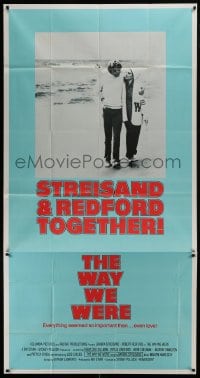 2c973 WAY WE WERE 3sh 1973 Barbra Streisand & Robert Redford walk on the beach, Sydney Pollack!