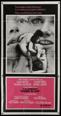 2c991 WOMEN IN LOVE int'l 3sh 1970 Ken Russell, Glenda Jackson, male nude wrestling scene!