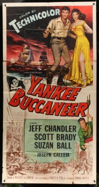 2c993 YANKEE BUCCANEER 3sh 1952 different art of pirate Jeff Chandler & sexy Suzan Ball!