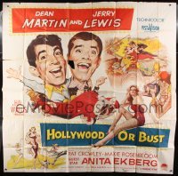 2c354 HOLLYWOOD OR BUST 6sh 1956 wacky art of Dean Martin & Jerry Lewis in car, Anita Ekberg!