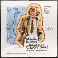 2c384 O LUCKY MAN int'l 6sh 1973 full-length c/u of Malcolm McDowell, directed by Lindsay Anderson!