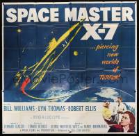 2c418 SPACE MASTER X-7 6sh 1958 satellite terror strikes the Earth, cool art of rocket ship!
