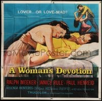 2c444 WOMAN'S DEVOTION 6sh 1956 artwork of Paul Henreid & Janice Rule, lover... or love-mad!