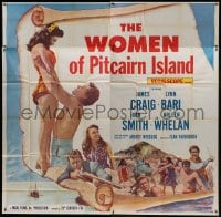 2c445 WOMEN OF PITCAIRN ISLAND 6sh 1957 James Craig lifting sexy Lynn Bari in swimsuit, South Seas!