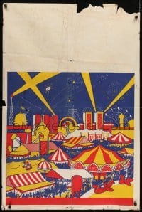 2c041 CIRCUS POSTER 28x42 circus poster 1970s cool stock poster with carnival & fireworks art!