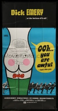 2c104 OOH YOU ARE AWFUL English 3sh 1972 Cliff Owen, English, wacky cartoon artwork of rear w/face!