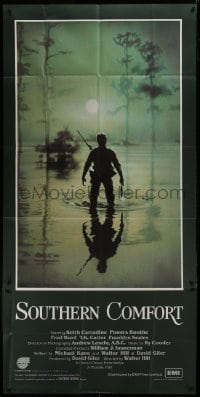 2c107 SOUTHERN COMFORT English 3sh 1981 Walter Hill, Keith Carradine, cool art of hunter in swamp!
