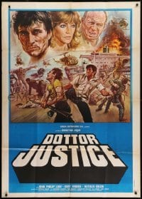 2c483 DOCTOR JUSTICE Italian 1p 1976 Sciotti art of John Phillip Law, Gert Froebe & Nathalie Delon!