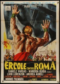 2c504 HERCULES AGAINST ROME Italian 1p 1964 Casaro art of strongman Sergio Ciani vs entire army!