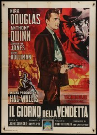 2c526 LAST TRAIN FROM GUN HILL Italian 1p 1959 Nistri art of Kirk Douglas & Quinn, John Sturges!