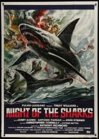 2c539 NIGHT OF THE SHARKS export Italian 1p 1988 cool bloody montage art by Sandro Symeoni!