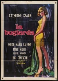 2c559 SIX DAYS A WEEK Italian 1p 1965 La Bugiarda, art of sexy Catherine Spaak by Rodolfo Gasparri!