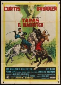 2c572 TARAS BULBA Italian 1p R1970s art of Tony Curtis & Yul Brynner fighting on horseback!