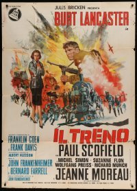 2c576 TRAIN Italian 1p 1965 cool different art of Burt Lancaster, directed by John Frankenheimer!