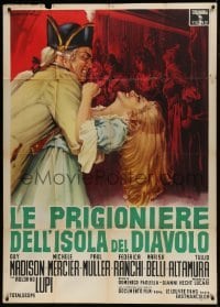 2c585 WOMEN OF DEVIL'S ISLAND Italian 1p 1962 art of Guy Madison & Michele Mercier by Capitani!