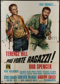 2c119 ALL THE WAY BOYS Italian 2p 1973 cool Casaro art of Terence Hill with gun & Bud Spencer!