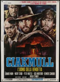 2c141 CHUCK MOLL Italian 2p 1970 Gasparri art of Leonard Mann & Woody Strode in spaghetti western!