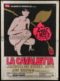 2c173 GRASSHOPPER Italian 2p 1970 Symeoni dayglo art of sexy naked Jacqueline Bisset & rose!
