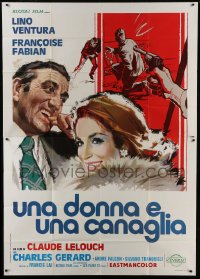 2c175 HAPPY NEW YEAR Italian 2p 1974 Lelouch's La Bonne Annee, Lino Ventura, Francoise Fabian