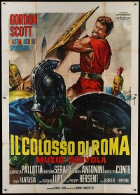 2c184 HERO OF ROME Italian 2p 1964 sword & sandal art of Gordon Scott in battle by Renato Casaro!