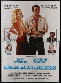 2c186 HUSTLE Italian 2p 1976 Robert Aldrich, art of Burt Reynolds & sexy Catherine Deneuve!