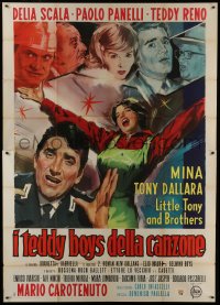 2c187 I TEDDY BOYS DELLA CANZONE Italian 2p 1960 Cesselon art of Mina, Little Tony & more!